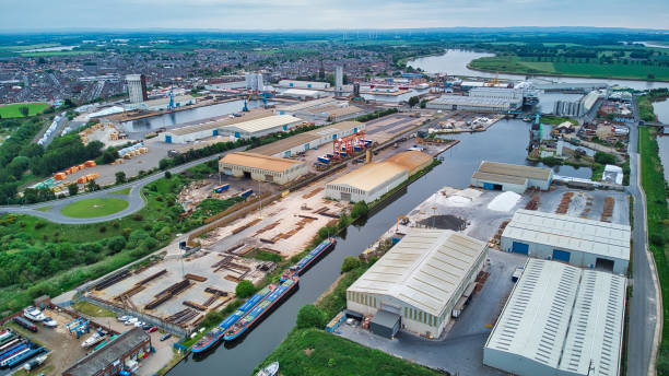 Goole Docks aerial view showing port facilities