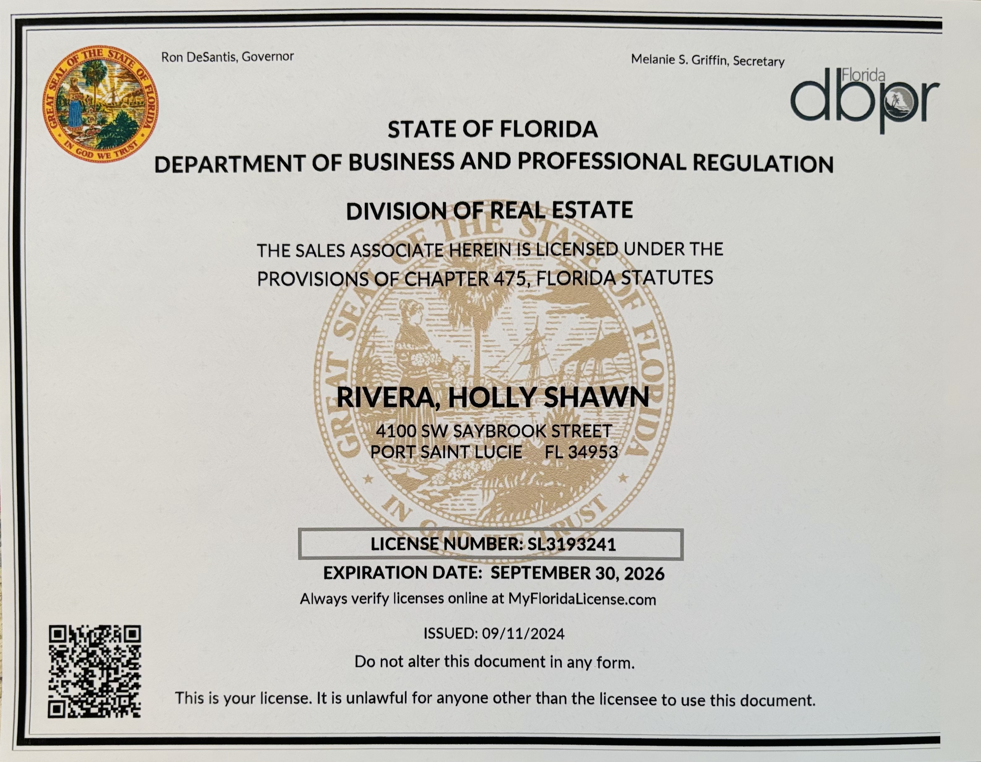 Florida Real Estate License